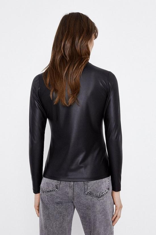Warehouse Faux Leather Funnel Neck Top 3