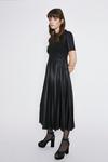 Warehouse Shirred Waist Pleated Faux Leather Dress thumbnail 1