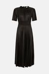 Warehouse Shirred Waist Pleated Faux Leather Dress thumbnail 4