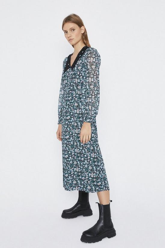Warehouse Lace Collar Ditsy Print Midi Dress 1