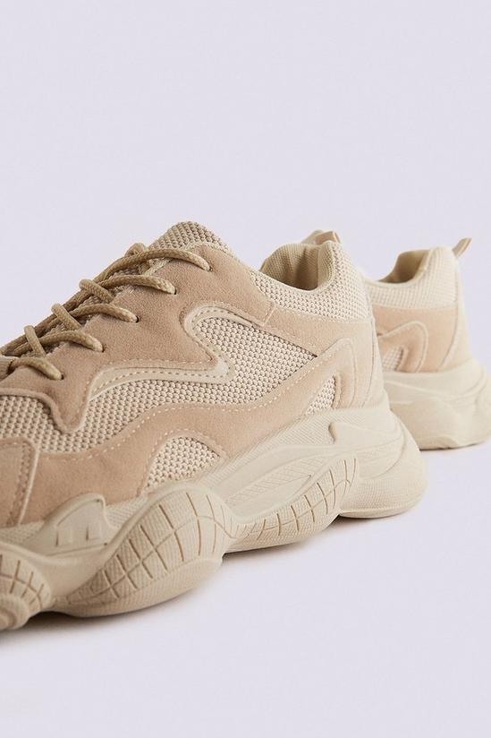 Warehouse Suedette And Mesh Mixed Chunky Trainer 3