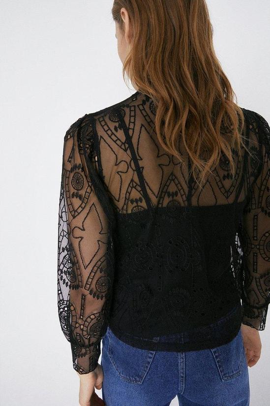 Warehouse High Neck Lace Top 3