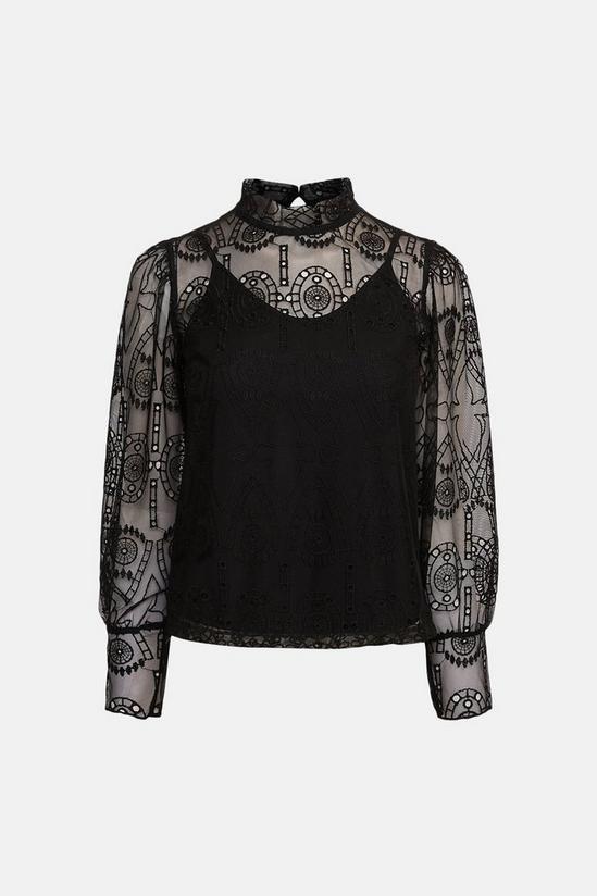 Warehouse High Neck Lace Top 4