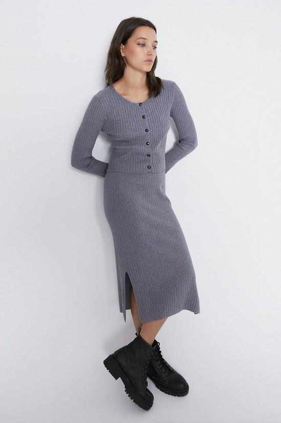 Warehouse Knitted Ribbed Midi Skirt 2