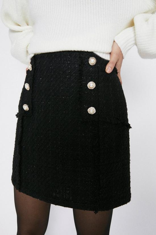 Warehouse Tweed Button Detail Mini Skirt 2