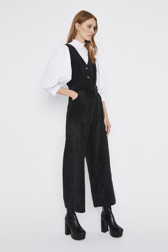 Warehouse Cord Belted Button Front Jumpsuit 1