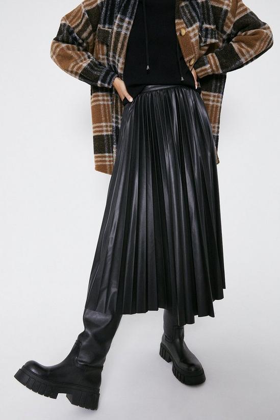 Warehouse Faux Leather Sun Ray Pleated Skirt 2