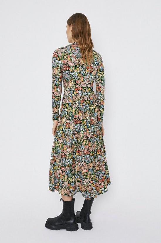 Warehouse Printed Tiered Funnel Neck Midi Dress 3