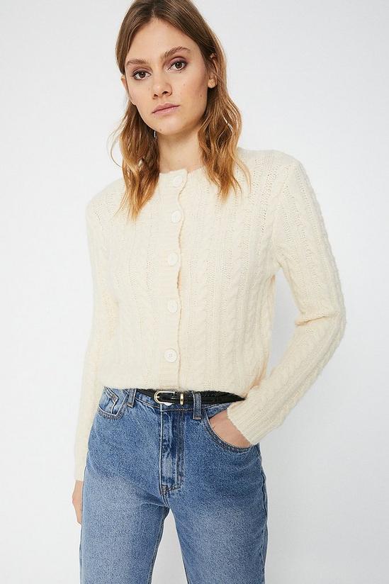 Warehouse Cable Knit Button Cardigan 2