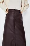 Warehouse Button Through Faux Leather Midi Skirt thumbnail 2