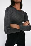 Warehouse Knitted Sparkle Rib Long Sleeve Crew Neck Top thumbnail 1