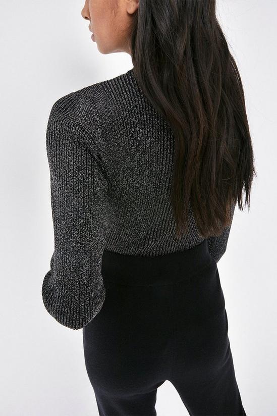 Warehouse Knitted Sparkle Rib Long Sleeve Crew Neck Top 3
