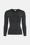 Warehouse Knitted Sparkle Rib Long Sleeve Crew Neck Top thumbnail 4