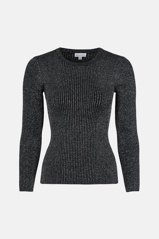 Warehouse Knitted Sparkle Rib Long Sleeve Crew Neck Top 4