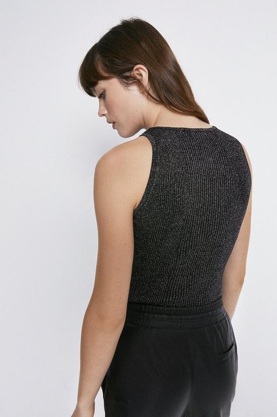 Warehouse Knitted Sparkle Rib Cutaway Vest Top 3