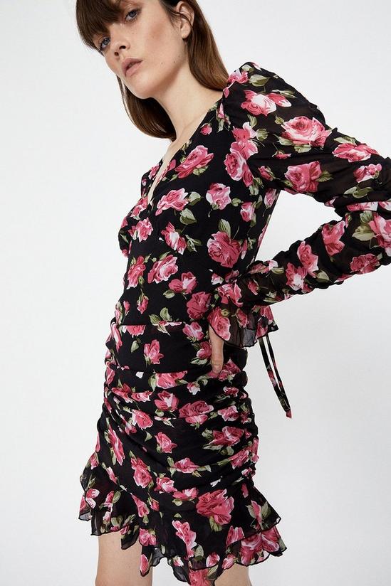 Warehouse Floral Ruched Detail Dress 1