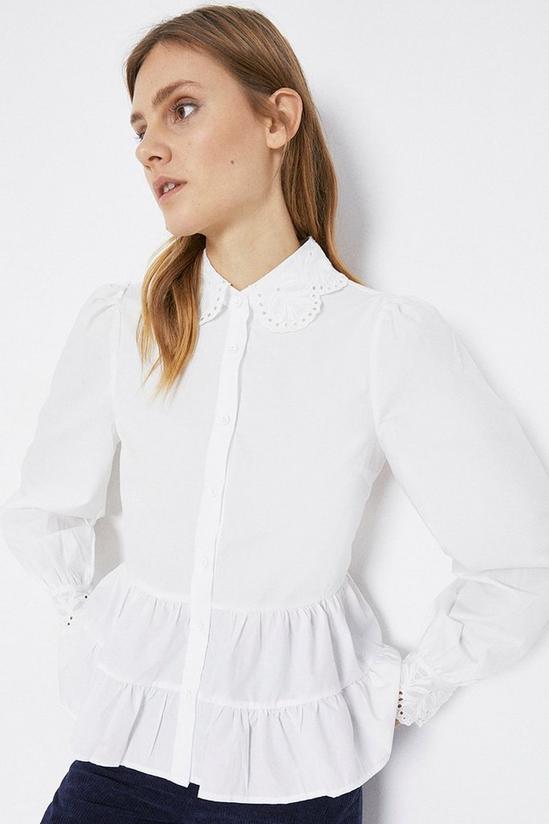 Warehouse Embroidered Collar Tiered Shirt 1