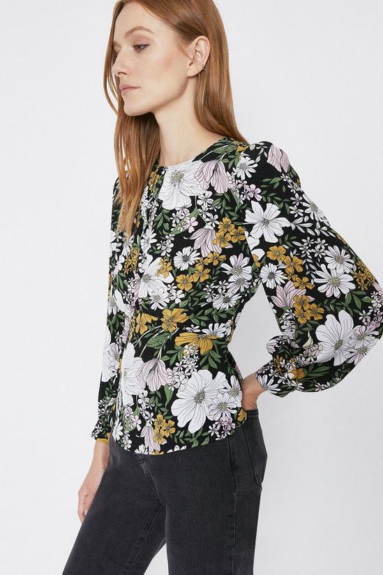 Warehouse Curved Seam Detail Printed Top 1