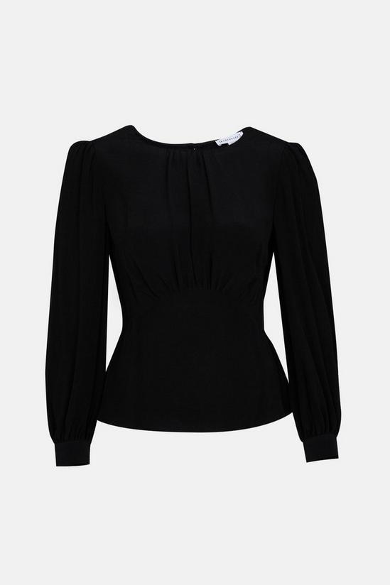 Warehouse Curved Seam Detail Long Sleeve Blouse 4