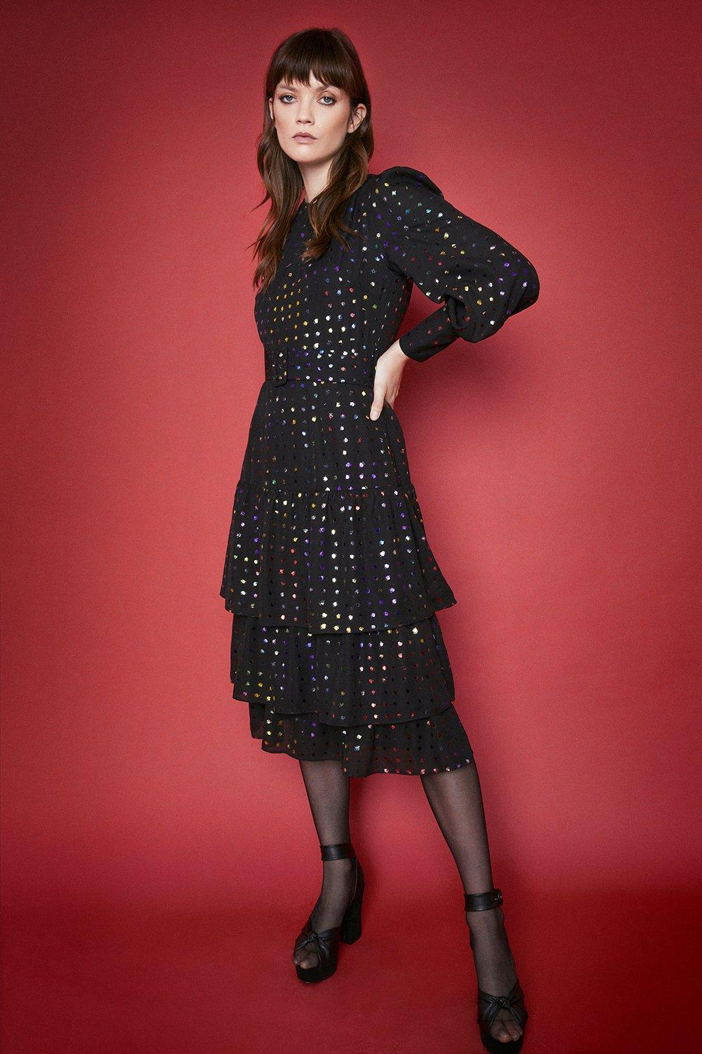 Dresses Rainbow Spot Tiered Midi Dress Warehouse