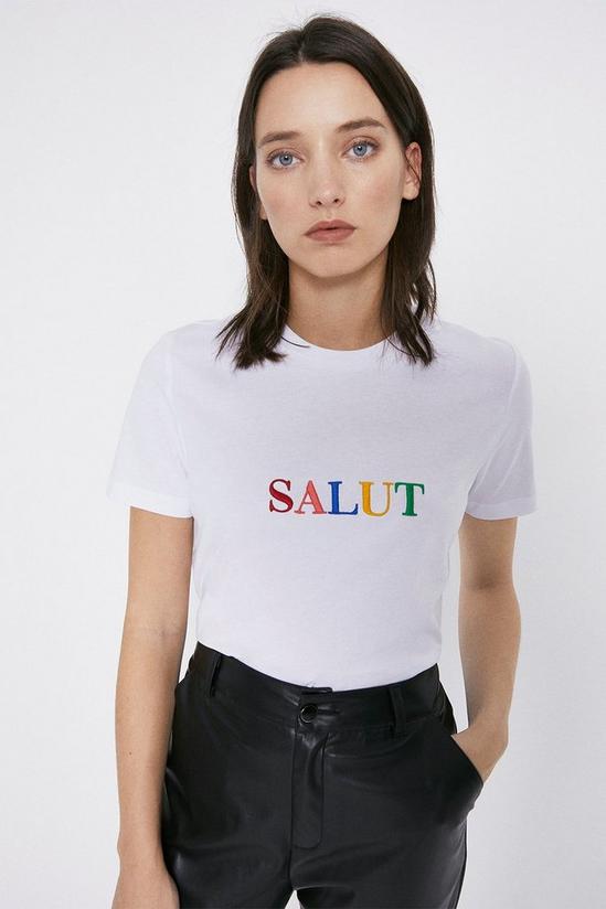 Warehouse Salut Embroidered T-Shirt 1
