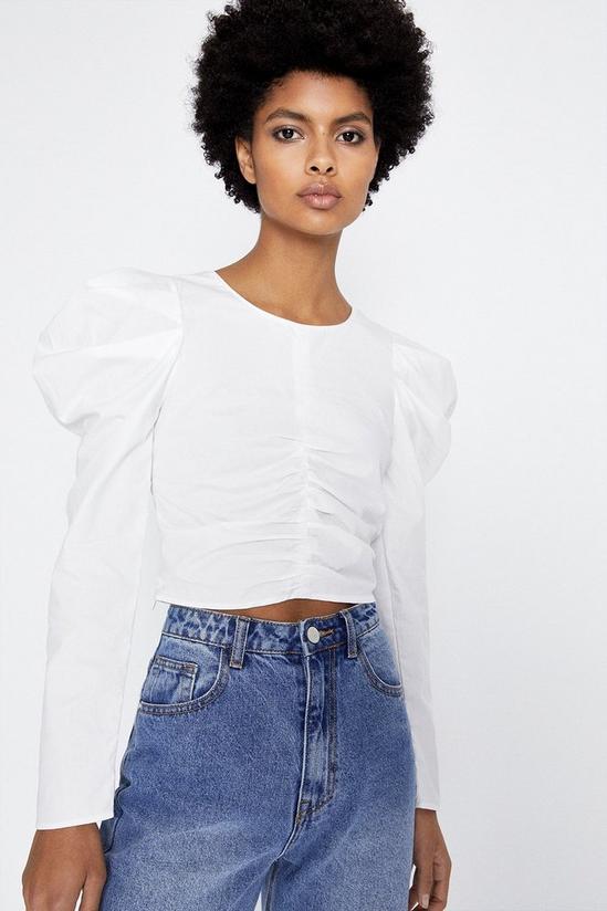Warehouse Puff Sleeve Ruched Detail Top 1