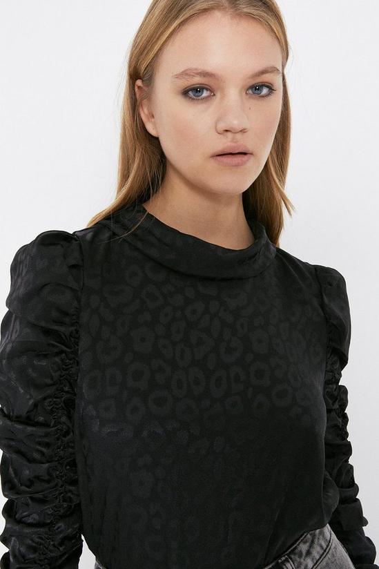 Warehouse Animal Ruched Sleeve Top 2