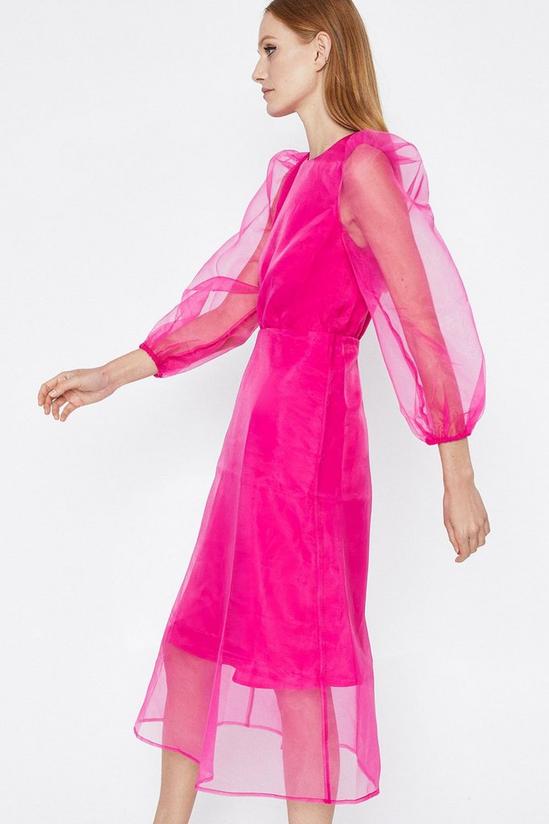 Warehouse Balloon Sleeve Organza Midi Dress 2
