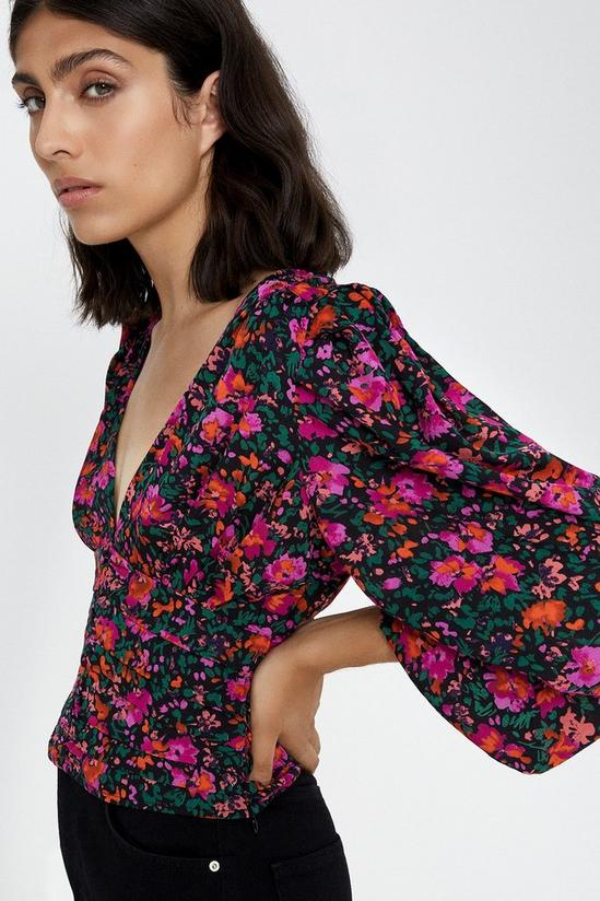 Warehouse Floral Ruched Detail Top 1