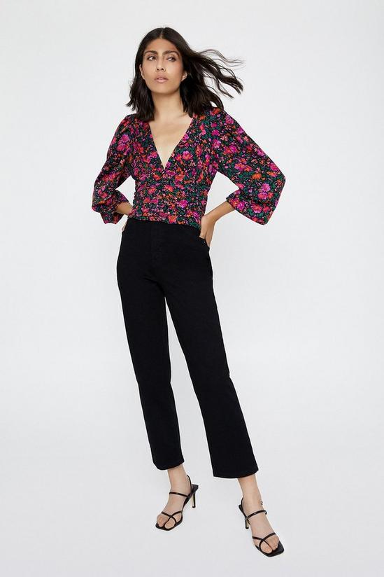 Warehouse Floral Ruched Detail Top 2