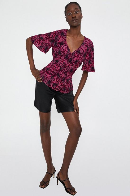 Warehouse Pink Leopard Button Front Top 1