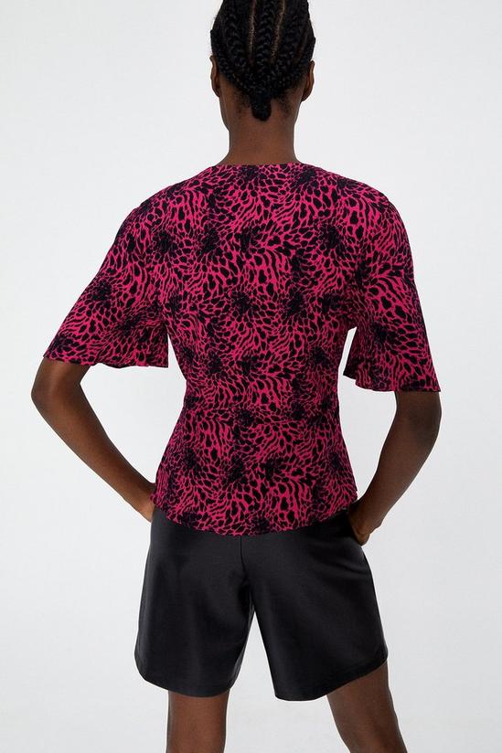 Warehouse Pink Leopard Button Front Top 3