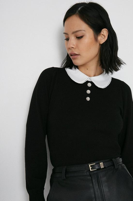 Warehouse Collar And Pearl Button Jumper 1