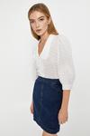 Warehouse Puff Sleeve Blouse With Frill Edge Collar thumbnail 1