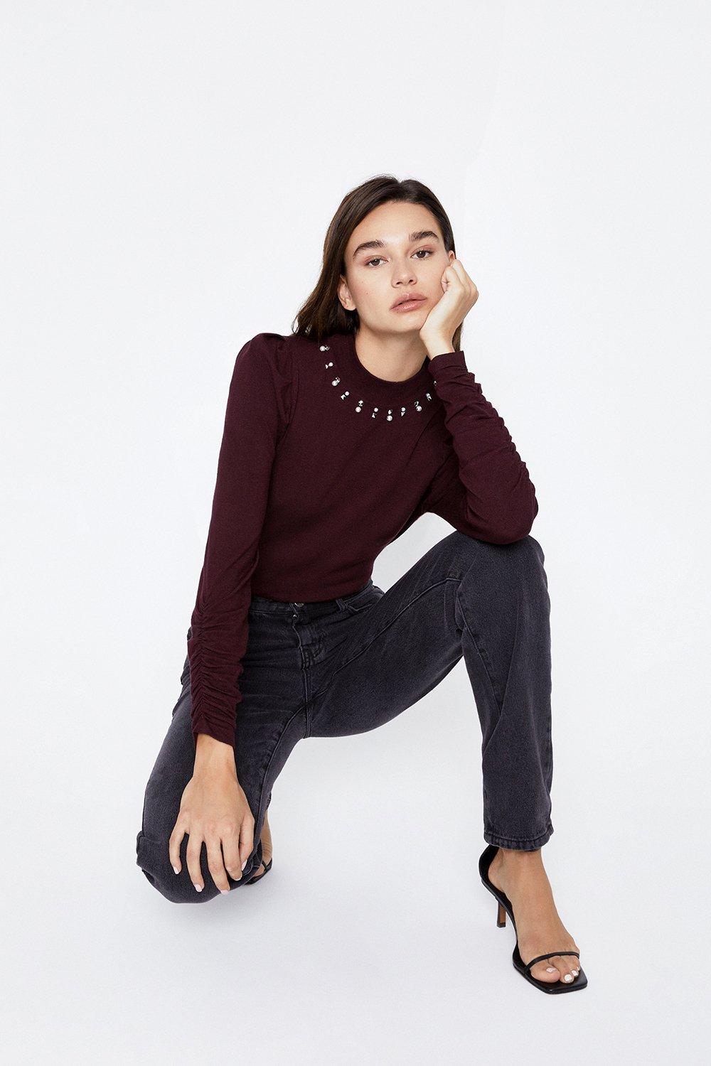 Warehouse embellished collar on sale jumper