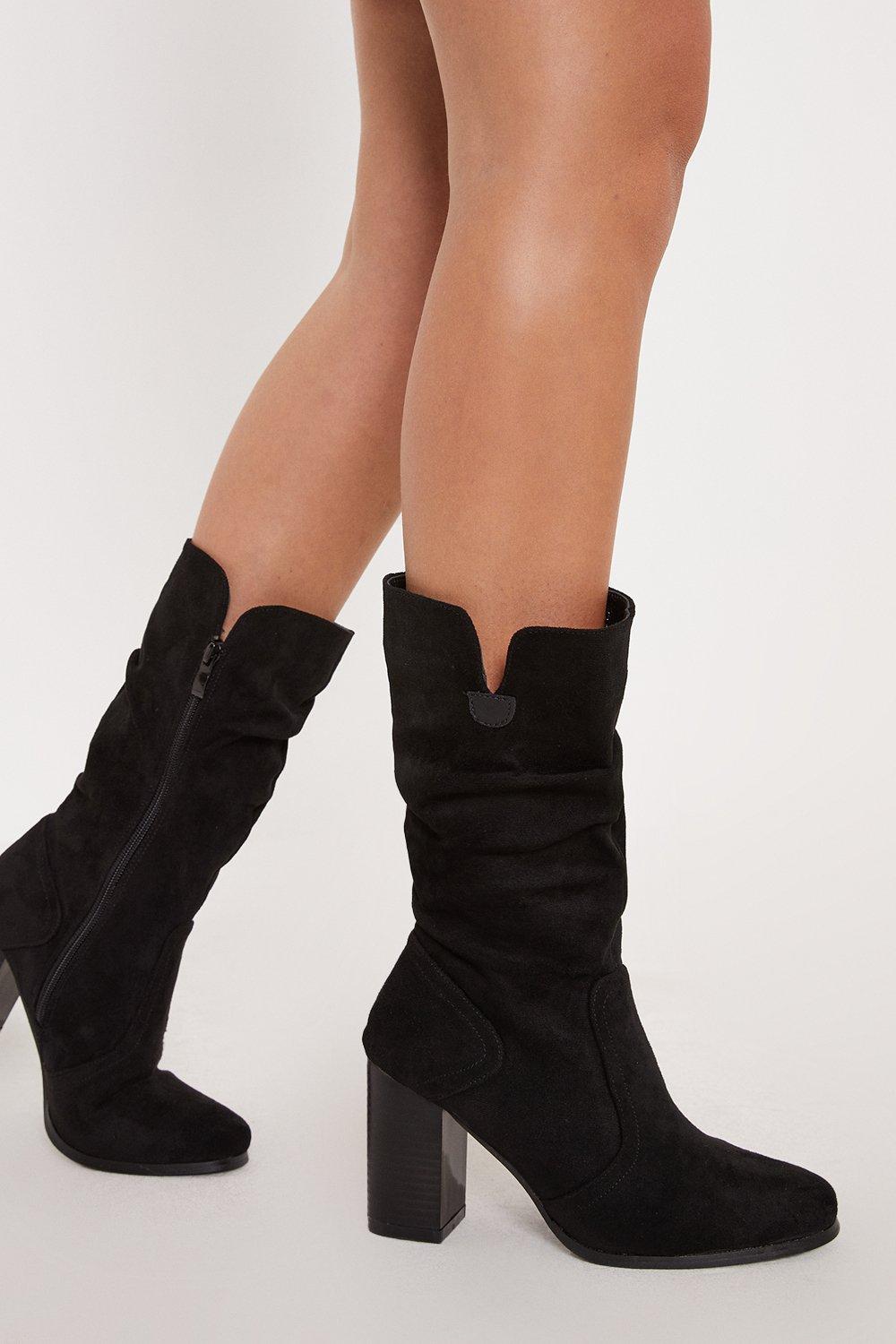 Boots | Ruched Calf Boots | Oasis