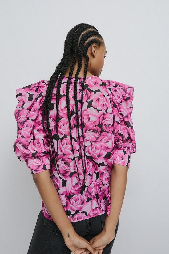 Warehouse Puff Sleeve Blouse In Floral 3