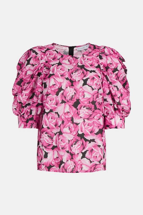 Warehouse Puff Sleeve Blouse In Floral 4