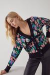 Warehouse Cosy Floral Jacquard Knitted Cardigan thumbnail 2