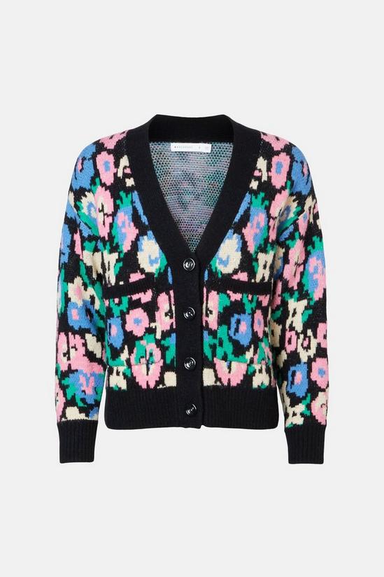 Warehouse Cosy Floral Jacquard Knitted Cardigan 4