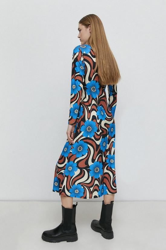 Warehouse Marble Floral Zip Collared Midi Dress 3