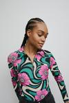 Warehouse Marble Floral Zip Collared Top thumbnail 2