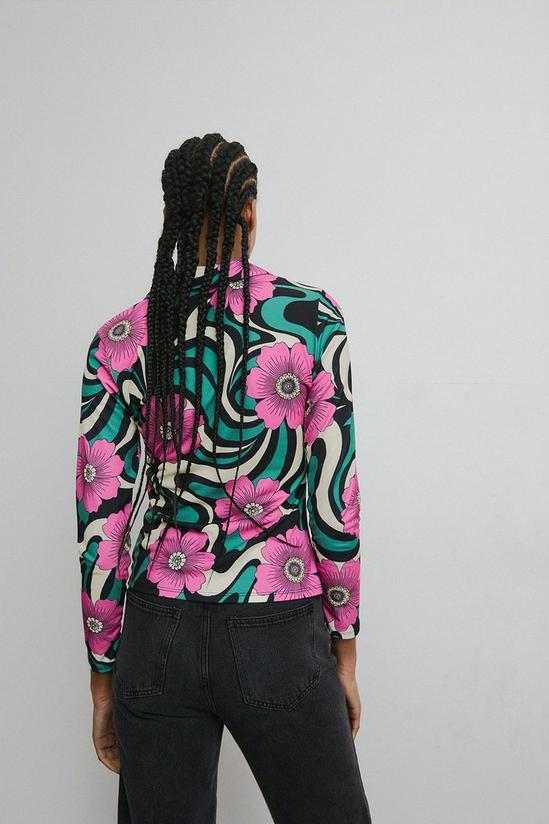 Warehouse Marble Floral Zip Collared Top 3