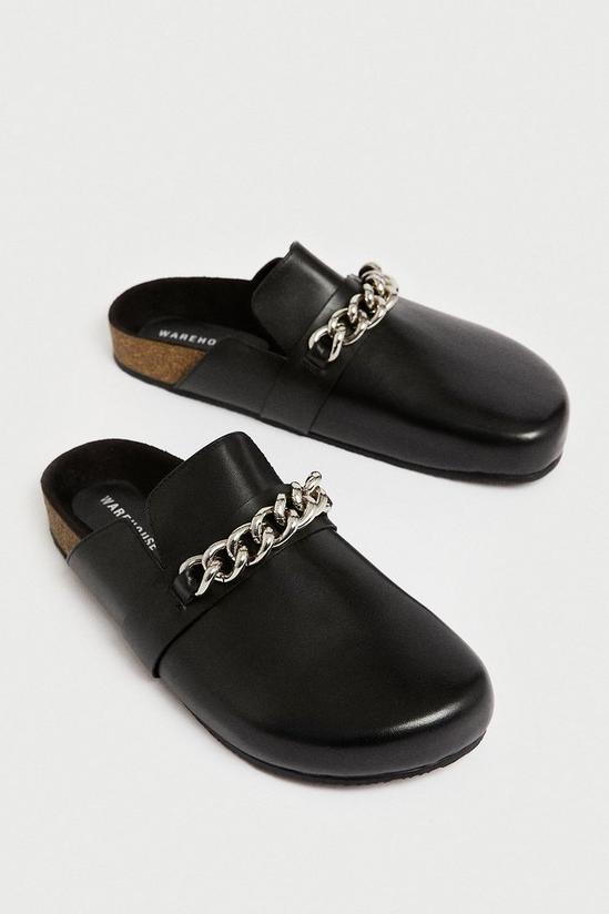 Warehouse Real Leather Slip On Chain Mule 2