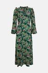 Warehouse Woven Tie Neck Midi Tea Dress In Floral thumbnail 4