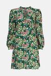 Warehouse Woven Tie Neck Mini Tea Dress In Floral thumbnail 4