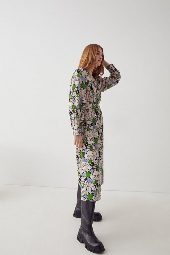 Warehouse Woven Midi Wrap Dress In Floral 2