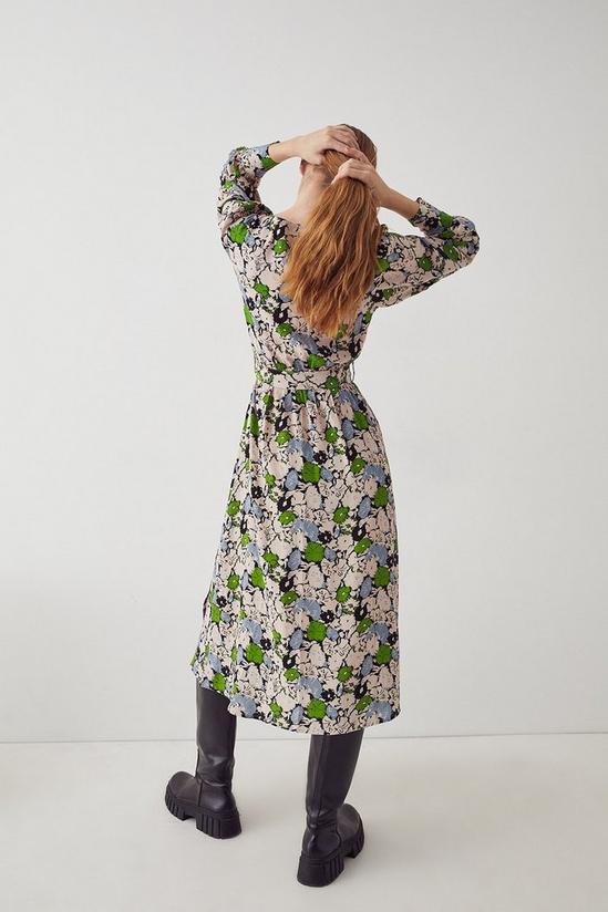 Warehouse Woven Midi Wrap Dress In Floral 3