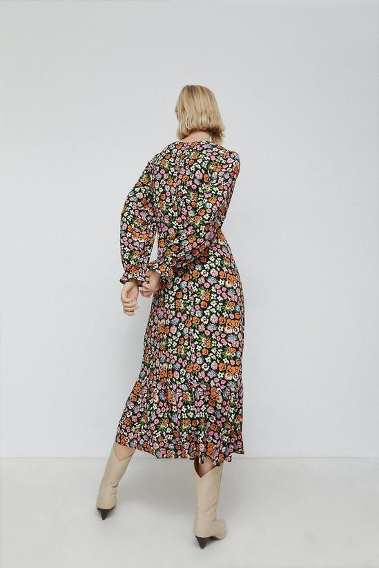 Warehouse Woven Midi Tea Dress  In Floral 3