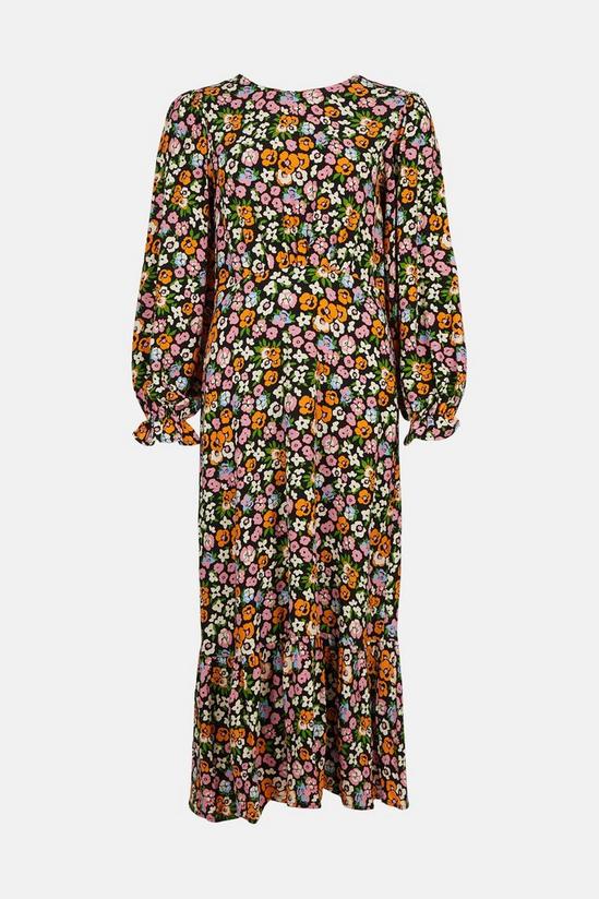 Warehouse Woven Midi Tea Dress  In Floral 4